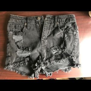 high waisted denim shorts